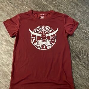 Burgundy cowgirl rock and roll shirt